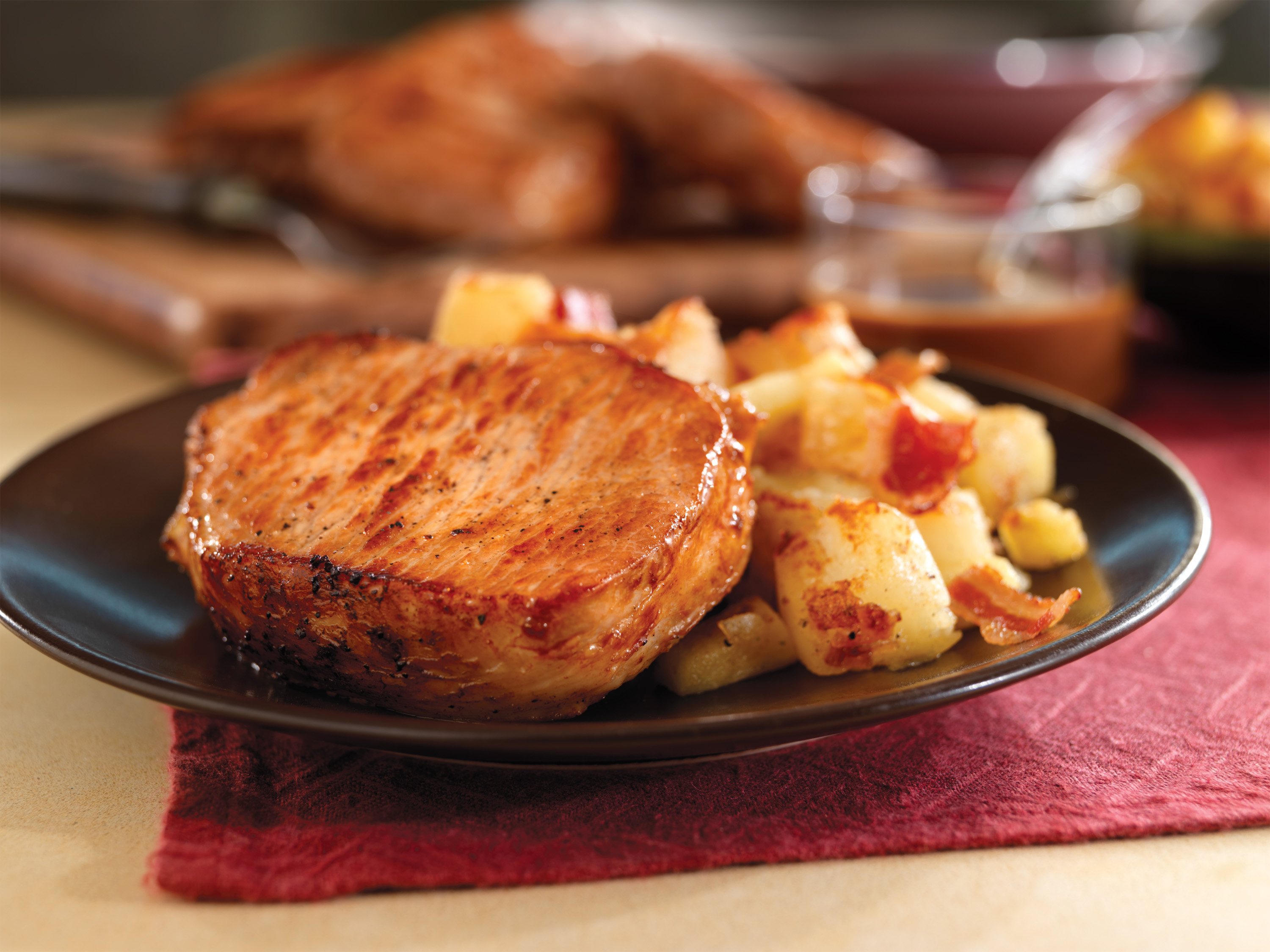 PanSeared Pork Chops with Maple Gravy & Apple Bacon Hash Pork