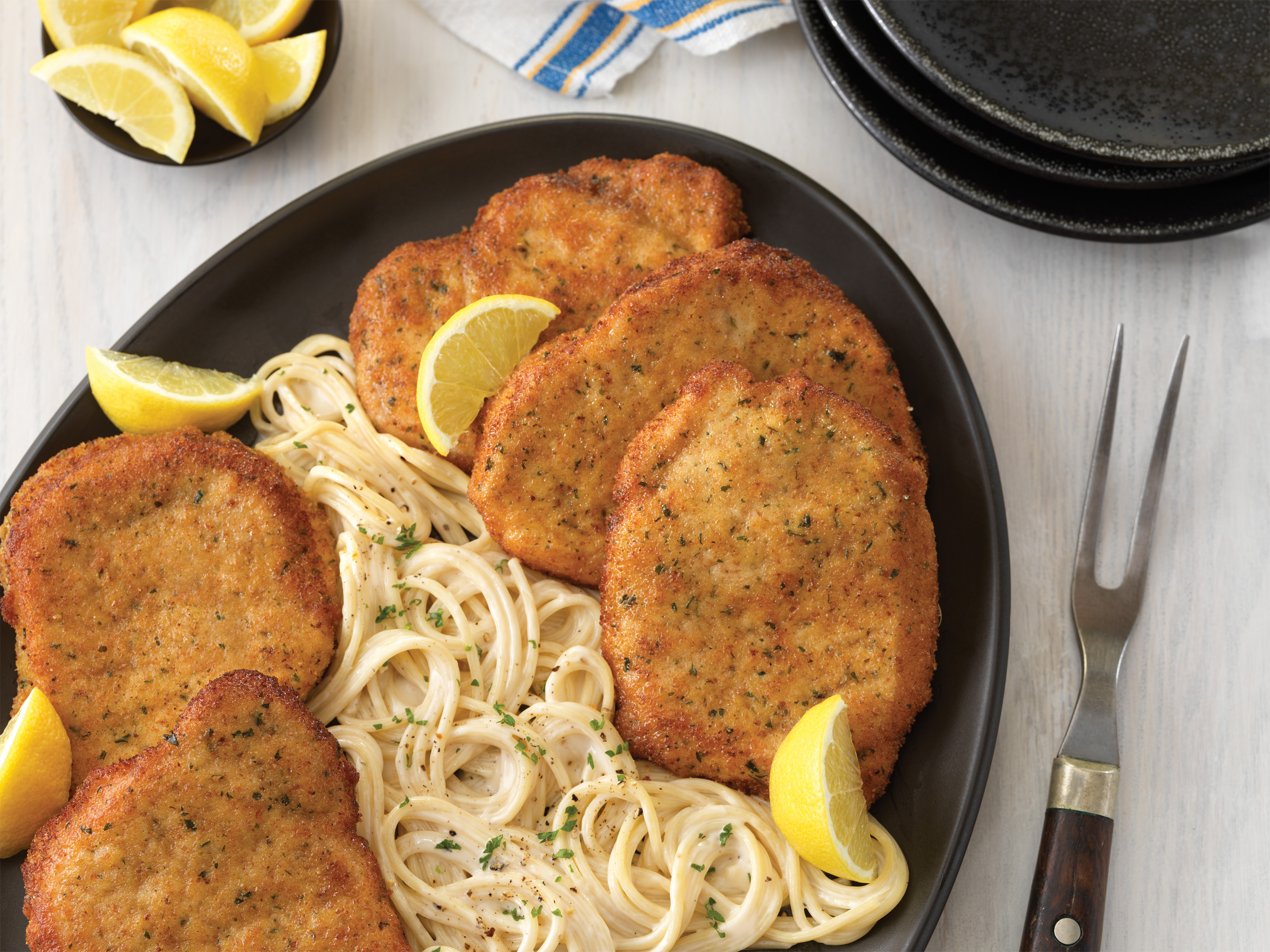 Pork Milanese with Cacio e Pepe Spaghetti Pork Recipes Pork Be Inspired