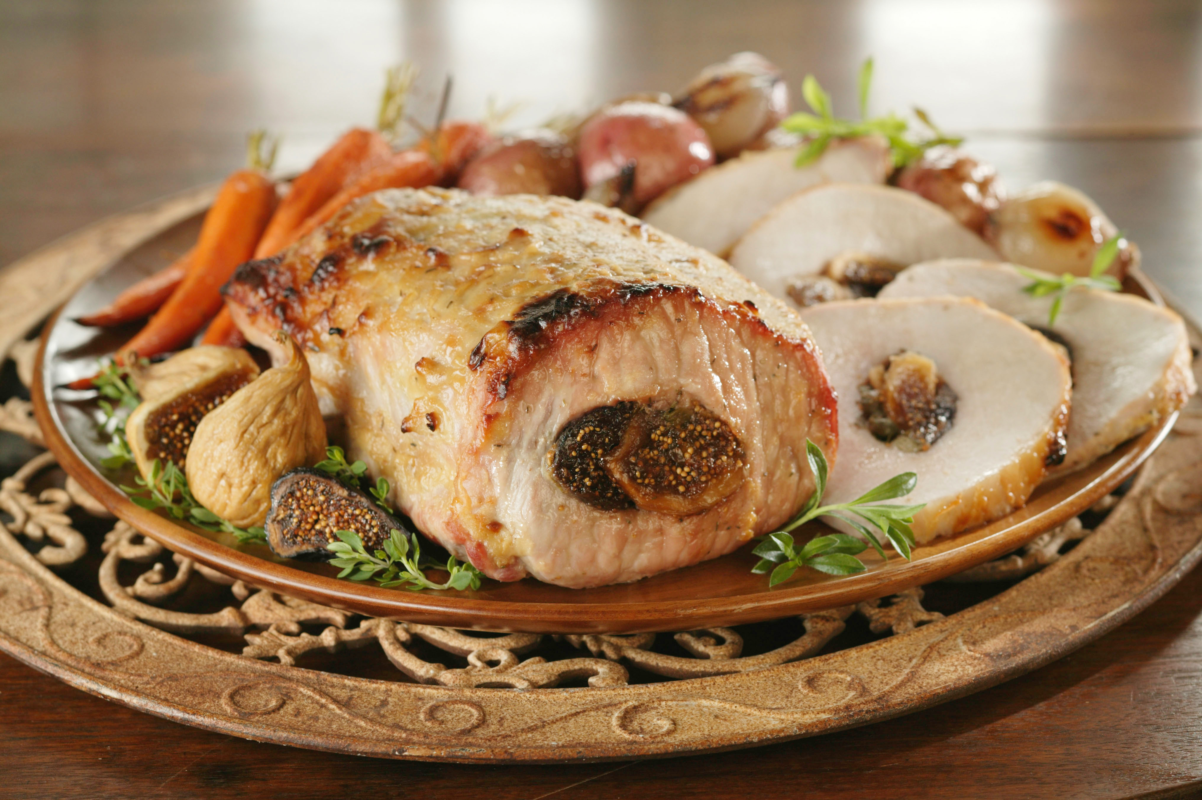 FigStuffed Pork Loin With Roasted Vegetables and Herbes De Provence