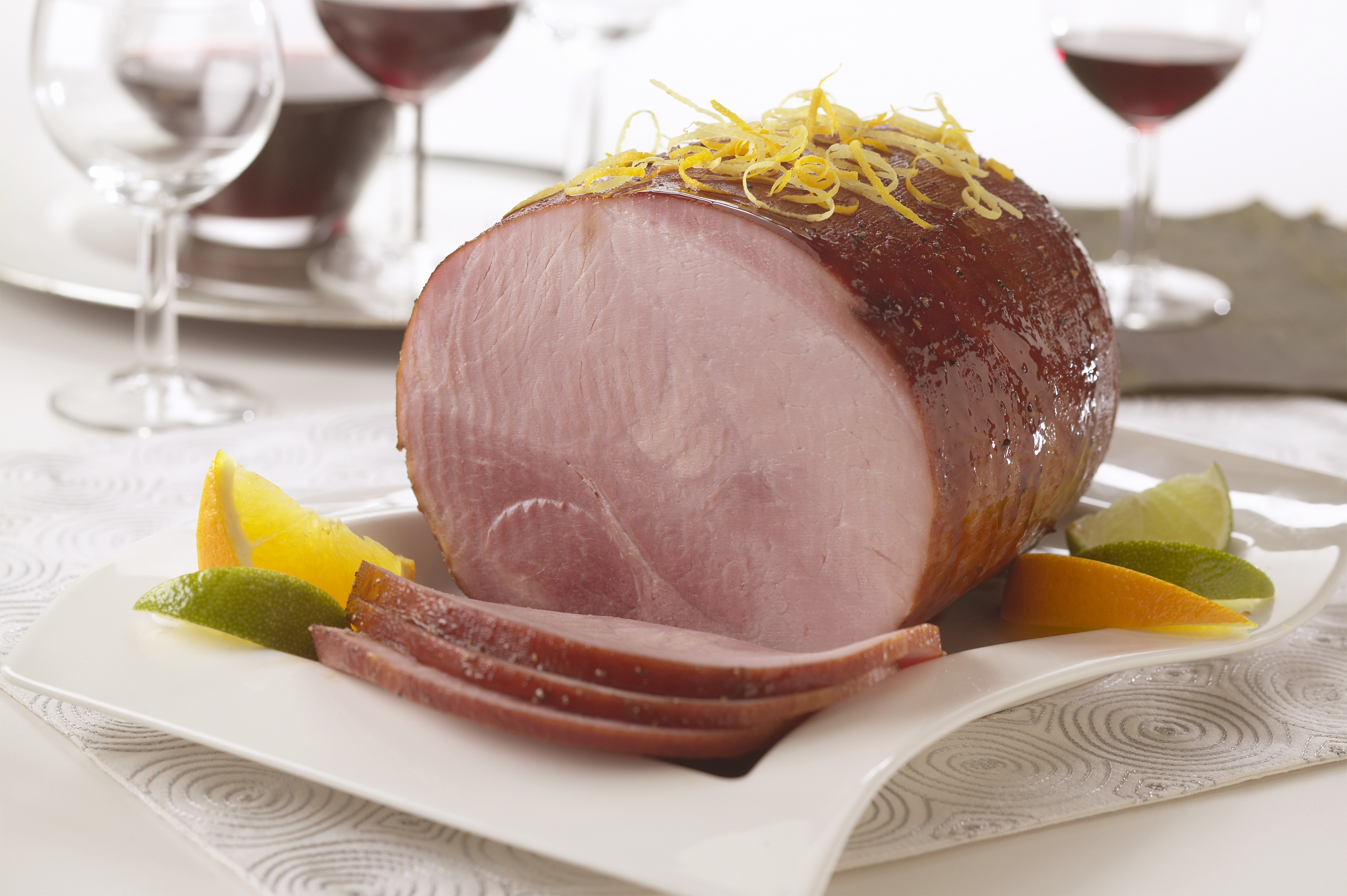 Port Wine, Citrus and Cracked Pepper Glazed Boneless Ham Pork Recipes